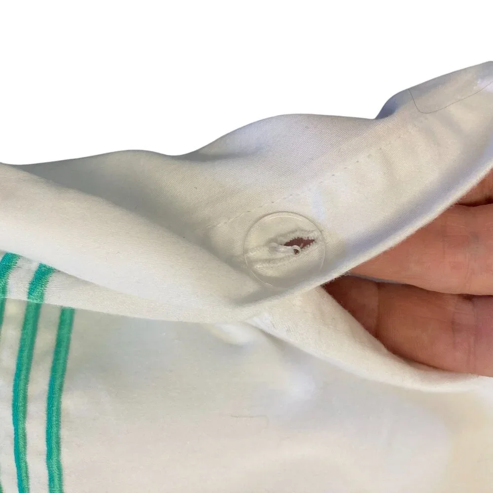 Duvet Cover TWIN XL Set With Button Closure White & Green Polyester 89 X 81
